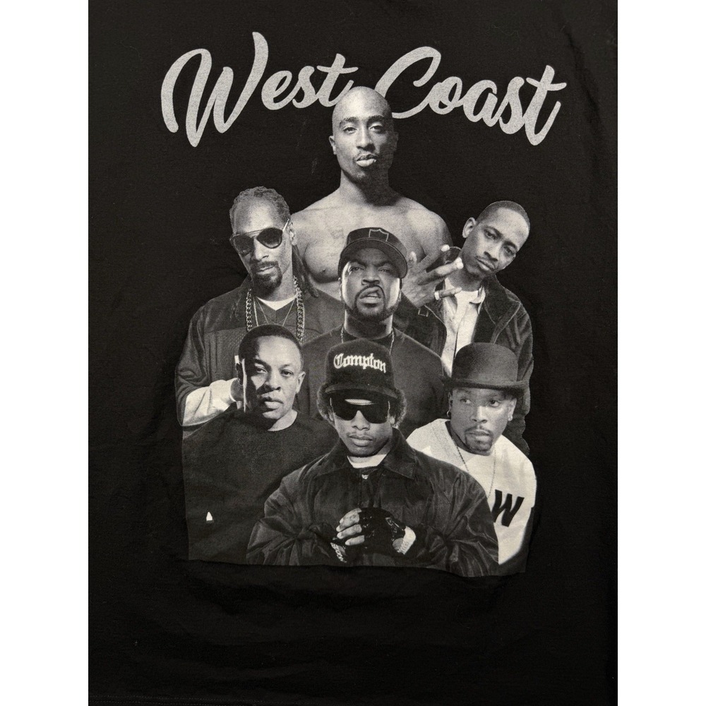 West Coast Rap Hip Hop Graphic Tee Shirt Suna Platinum Men's XL Black 2Pac Snoop - Picture 2 of 7